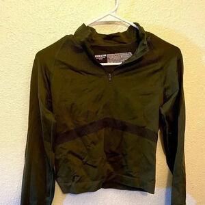 Pink brand, olive green quarter zip